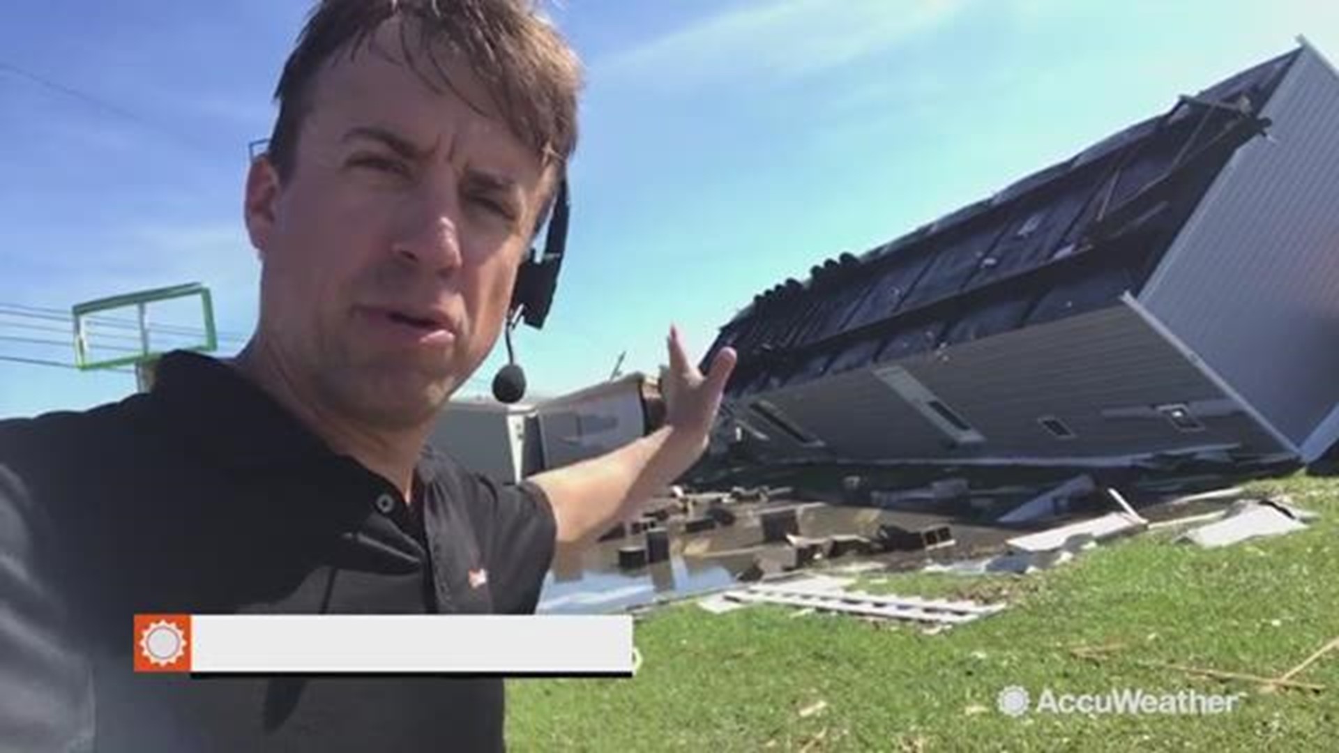 Reed Timmer is on the east side of Panama City, showing the extensive damage from being near the west eye wall of category 4 Hurricane Michael.