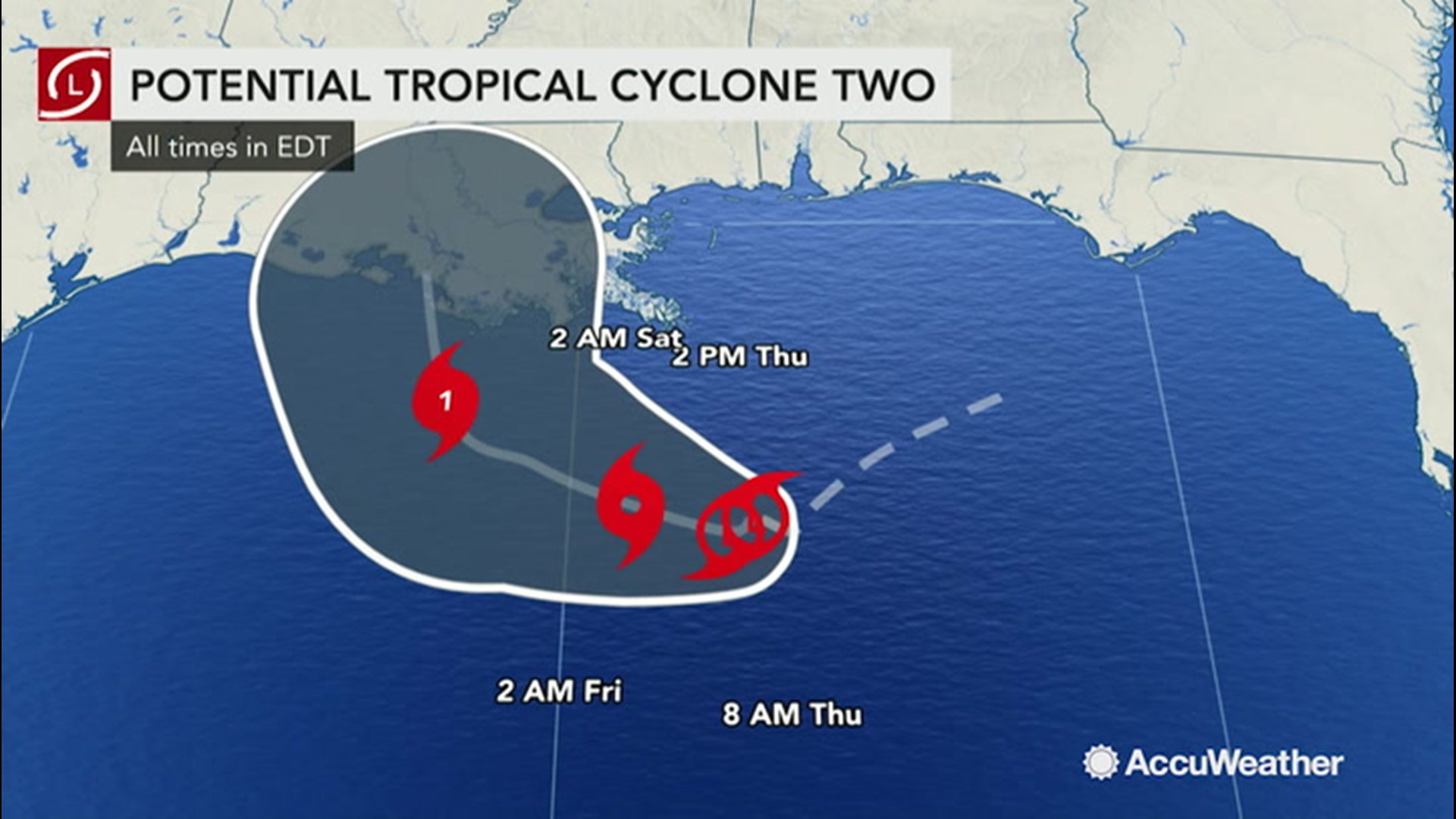 A potential tropical cyclone is expected to form into Tropical Storm Barry and strengthen into a category 1 hurricane by Saturday.  AccuWeather meteorologist Bernie Rayno warns that even though it's expected to be a category 1 hurricane, the impact of the storm could potential be much more severe.