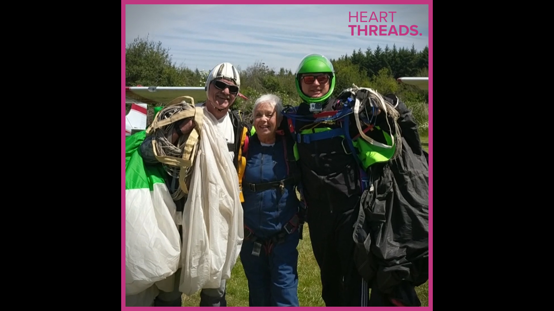 For her 73rd birthday, great grandma Shirley Romig went skydiving to help vets get service dogs.