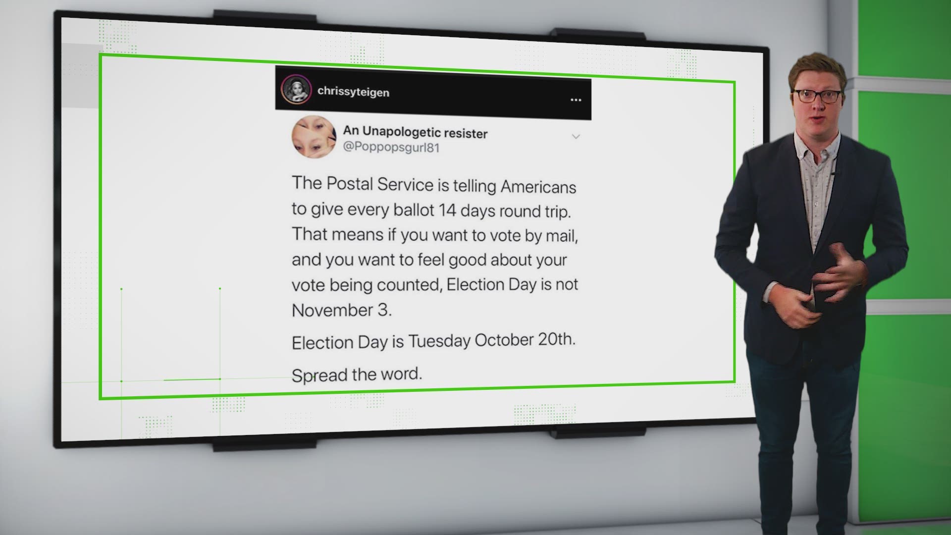 A viral post claimed you must send your mail-in ballot 14 days before election day. The postal service told VERIFY you actually have a little more time than that.