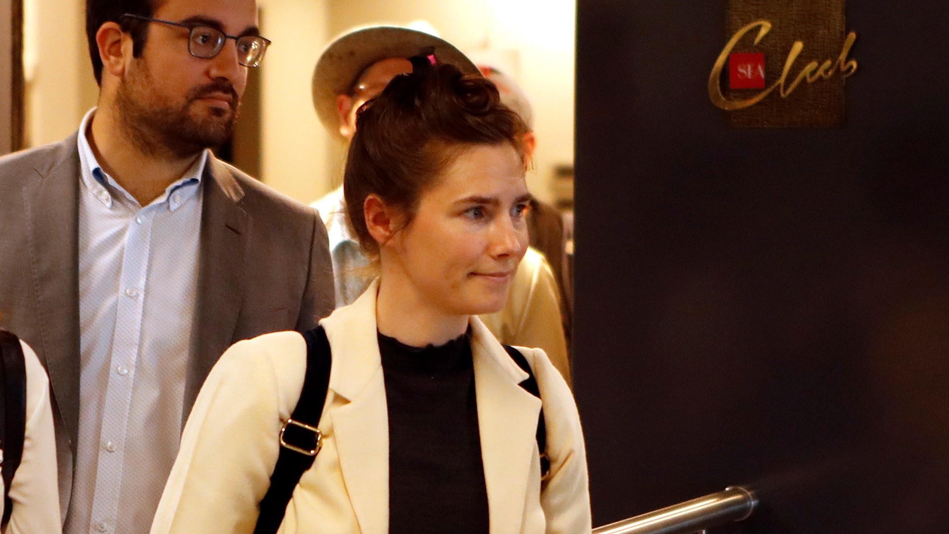 American Amanda Knox arrived in Italy on Thursday for the first time since she was acquitted in the murder of her British roommate. (AP)