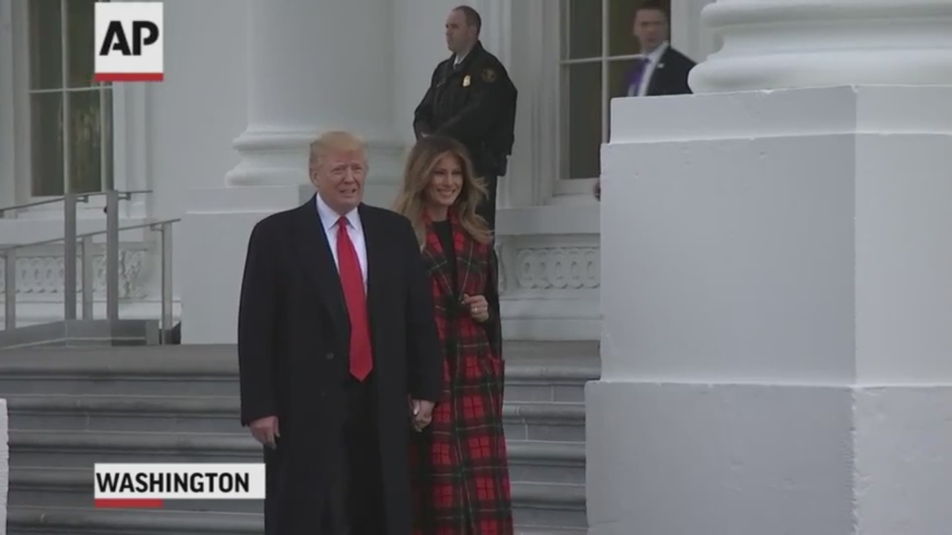 President Donald Trump and his wife, Melania, have received the official White House Christmas tree. Trump and the first lady accepted a 19-and-a-half-foot Fraser fir that was grown on a North Carolina farm owned by Larry Smith. (Nov. 19)