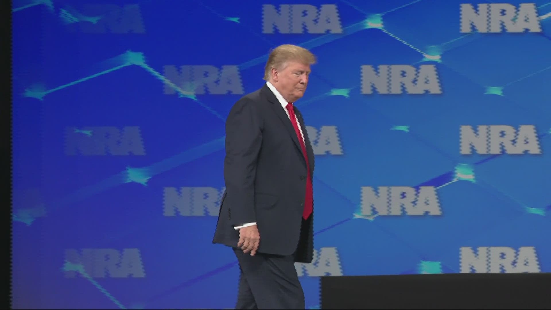 President Donald Trump is launching his speech to the National Rifle Association with a recitation of grievances about special counsel Robert Mueller's investigation (AP).