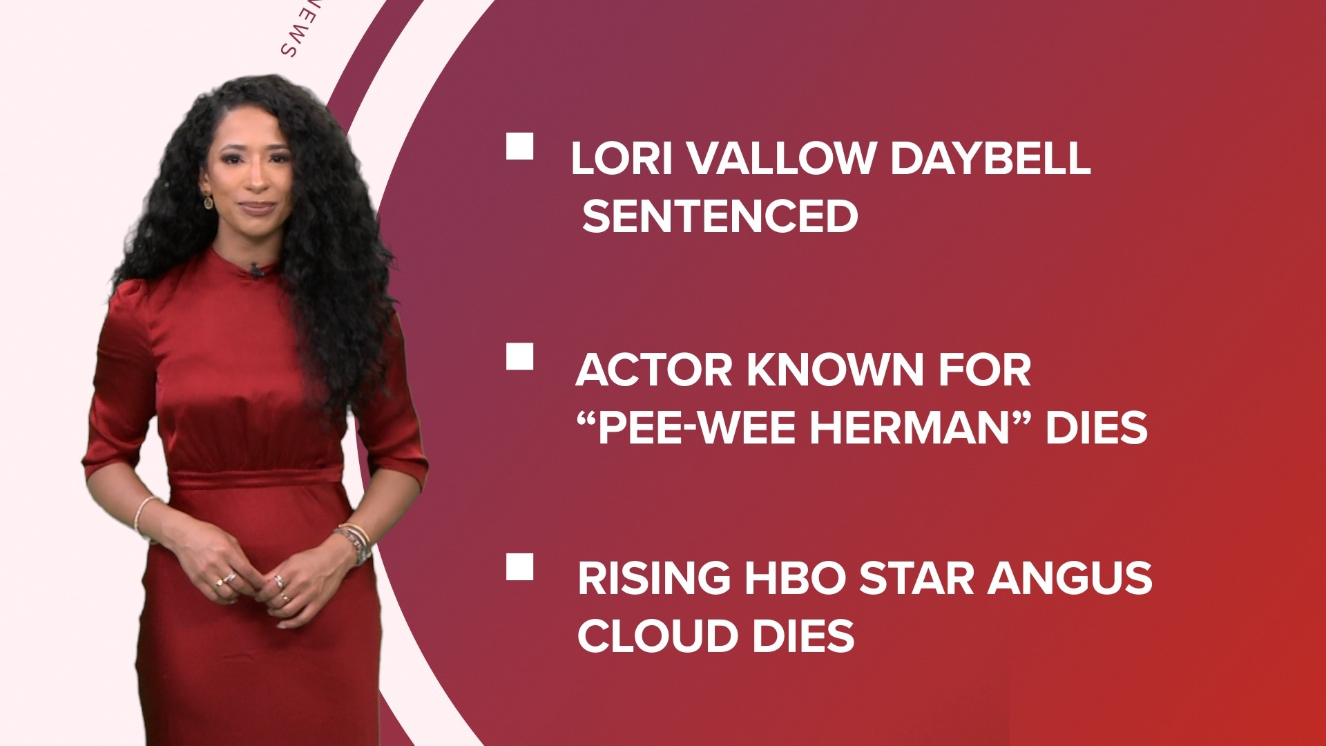 A look at what is happening in the news from Lori Vallow Daybell sentenced to life in prison to the actor known for playing Pee-Wee Herman dying at 70.