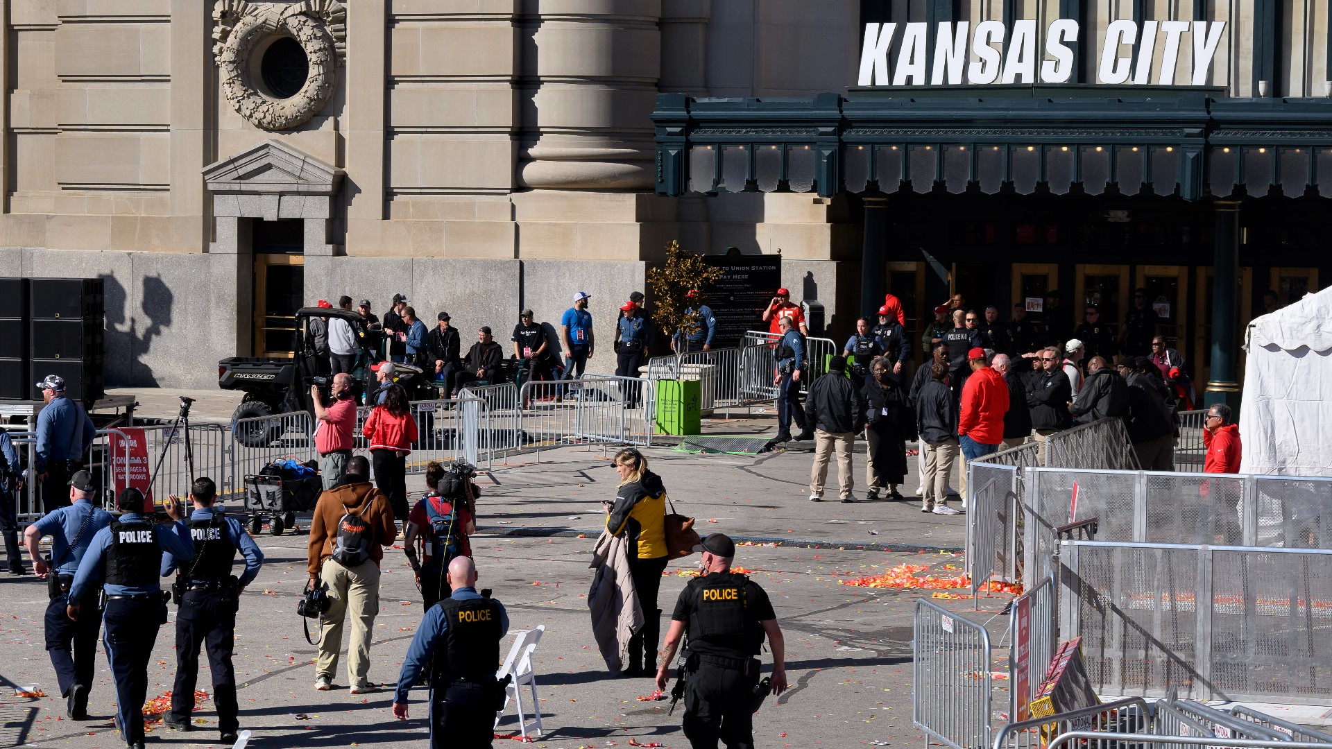 Kansas City Police Chief Stacey Graves detailed the shooting's toll at a news conference and said two people had been taken into custody.