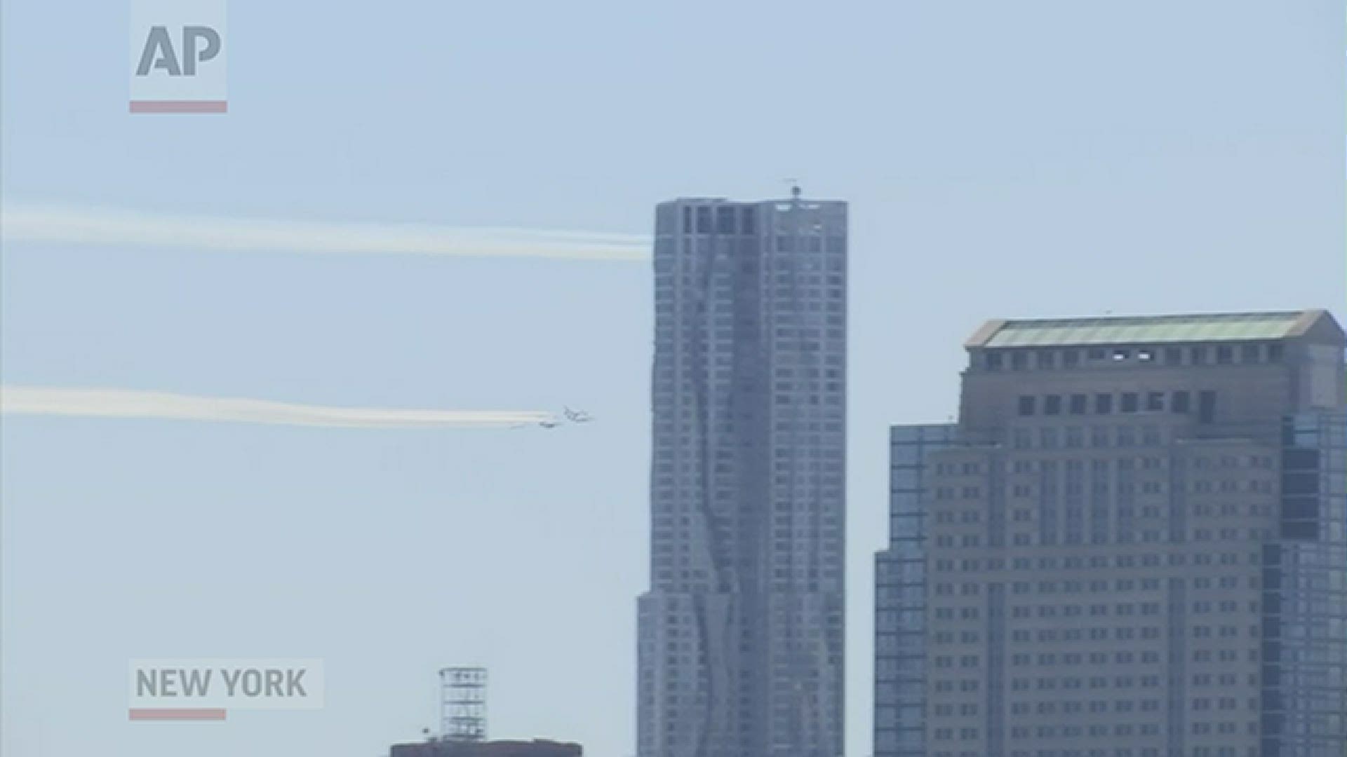 The Navy and Air Force precision flight teams held a joint demonstration to honor first responders in the coronavirus fight.