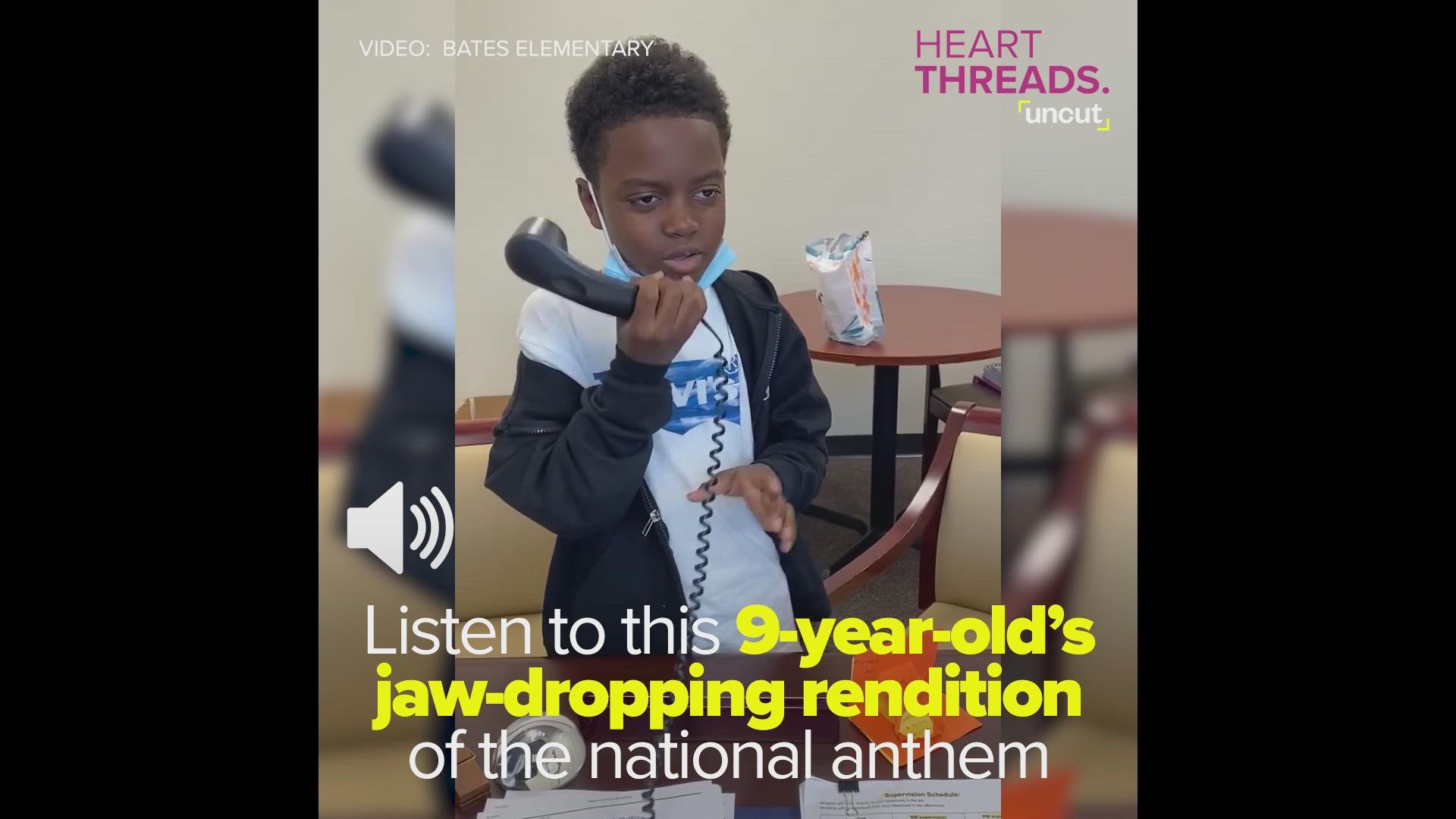 DCorey Johnson, 9, has been singing in his church's choir since he was 4 years old. He showcased his natural talent by singing the national anthem for his school.