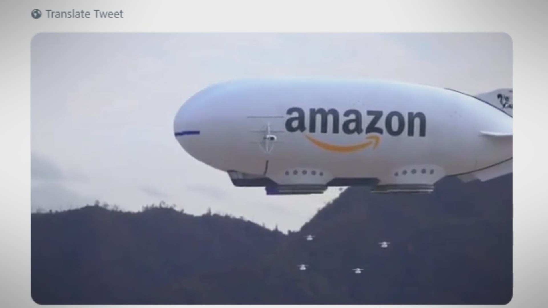 An April Fool's video stuck around on social media because of it's realistic editing of an Amazon drone ship. It's fake, but actually based on a real patent.