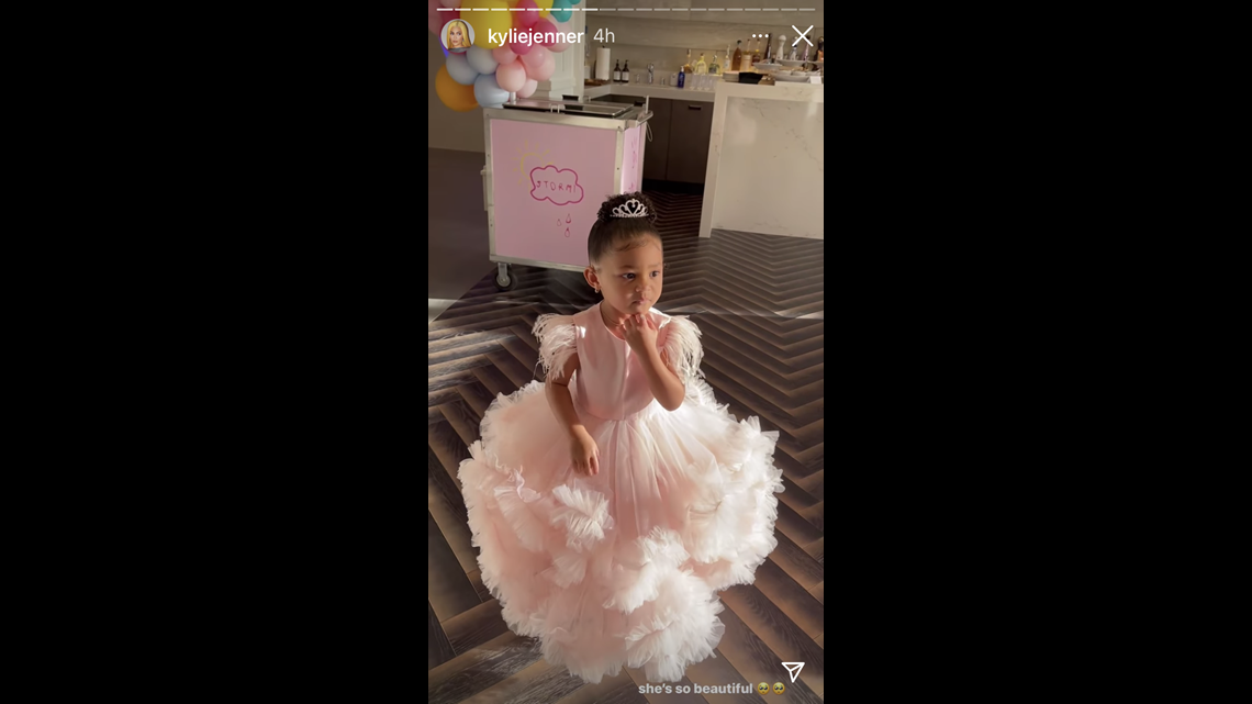 stormi birthday dress Photos of Kylie Jenner's Backyard Tea Party for Stormi