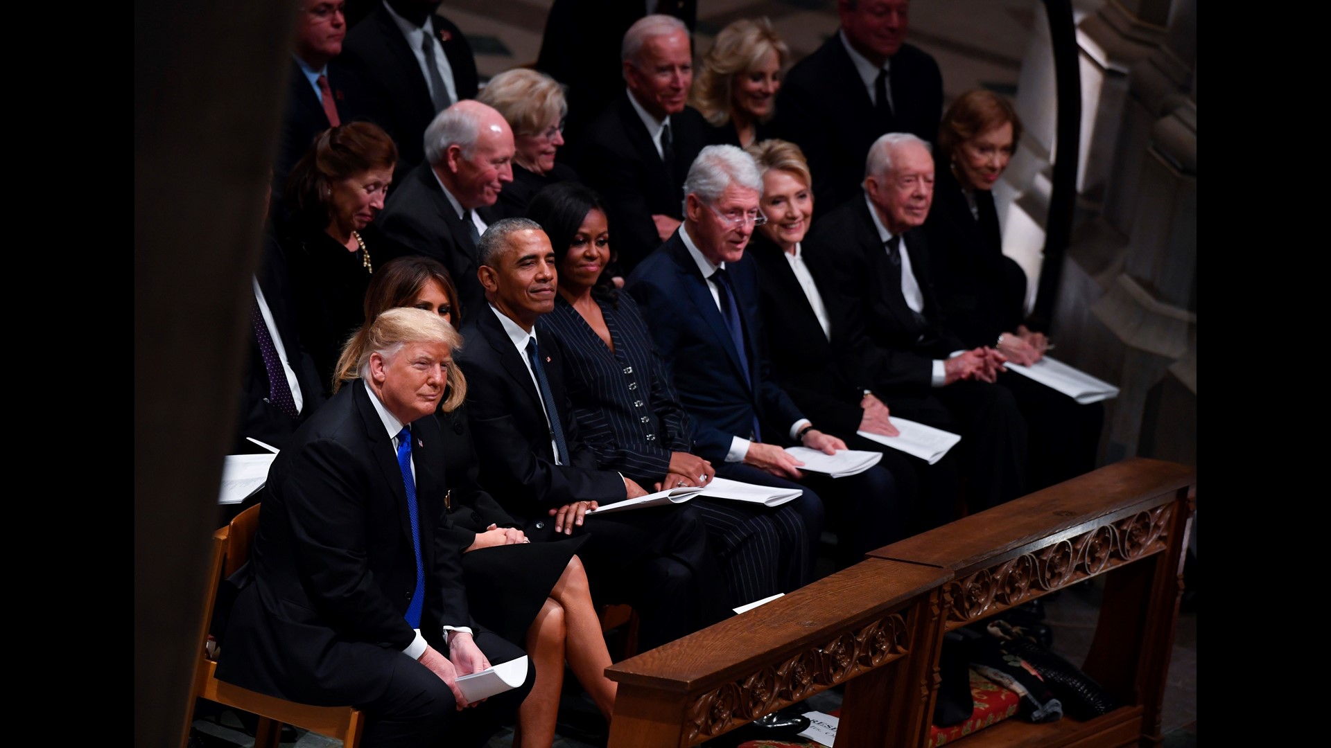 Silence Straight Ahead Stares And Candy Mark Rare Full Meeting Of Presidents Club At Bush Funeral Wgrz Com