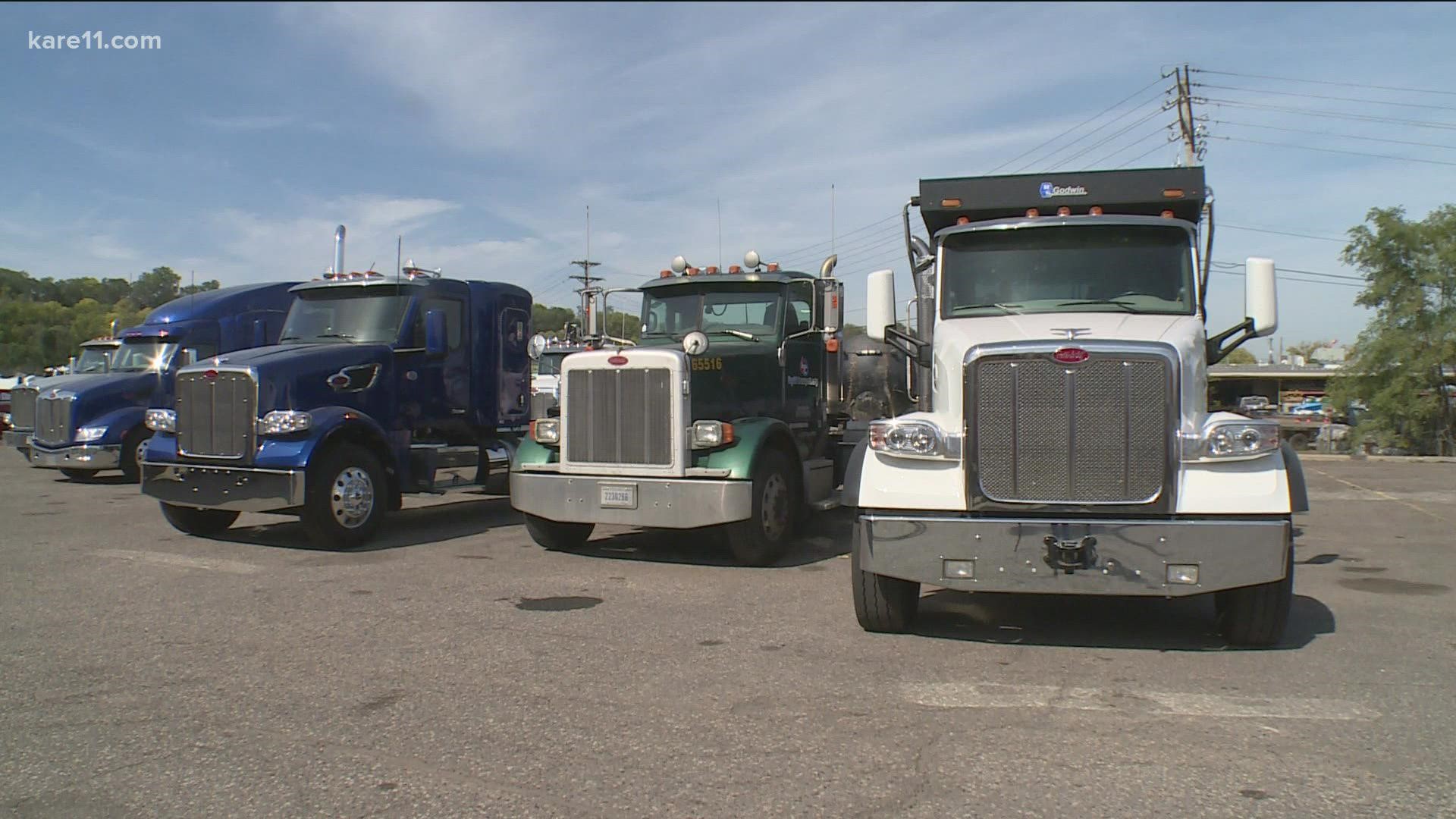Minnesota's Allstate Peterbilt Group says it has an unprecedented number of trucks stuck at its repair shop waiting for parts.