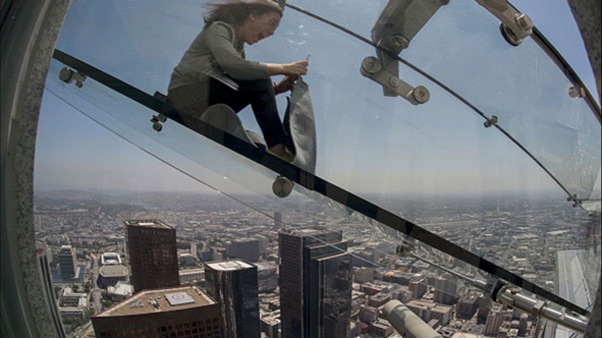 WATCH Taking a ride on a 1,000foothigh glass skyslide