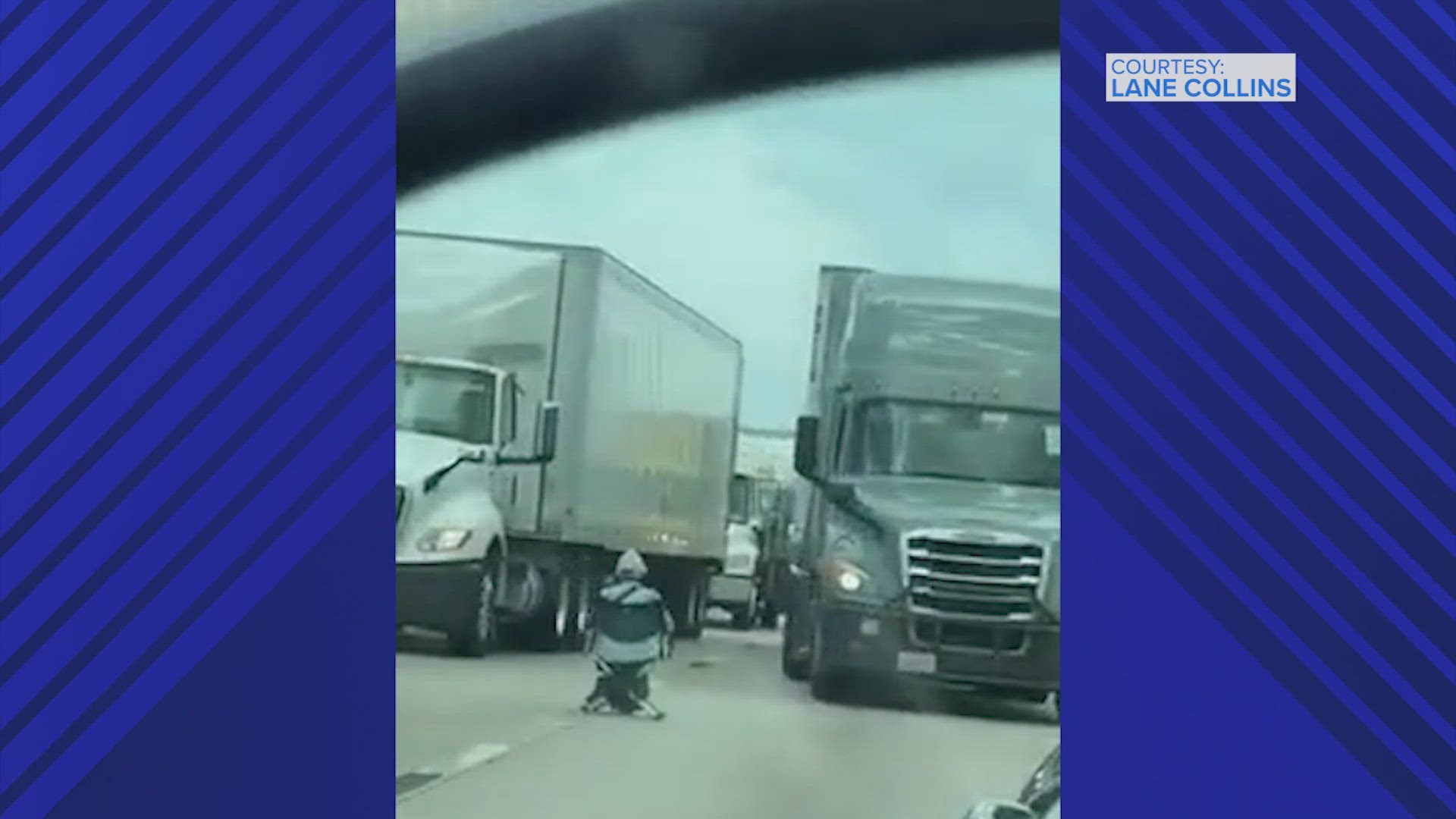 Pct. 4 officials said a woman refused to drop her weapon after a crash on the North Freeway. A KHOU 11 viewer sent in cellphone video.