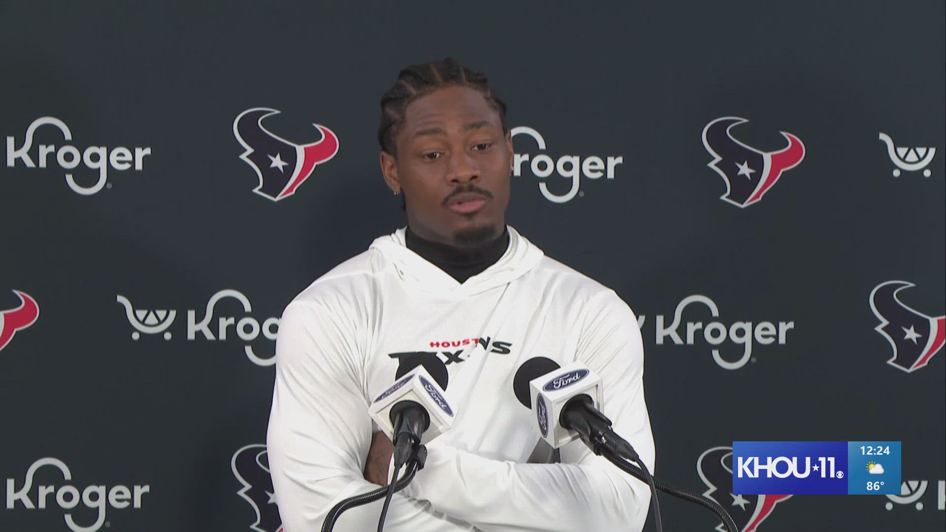 New Texans receiver Stefon Diggs addresses the media for the first time since joining the team.