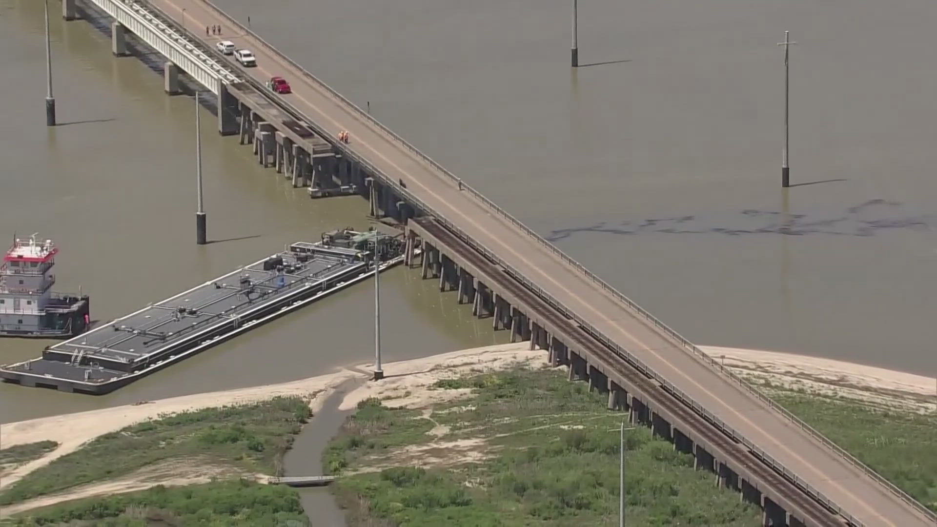 The bridge connects the north side of Galveston Island just west of the Port of Galveston with the south side of Pelican Island.