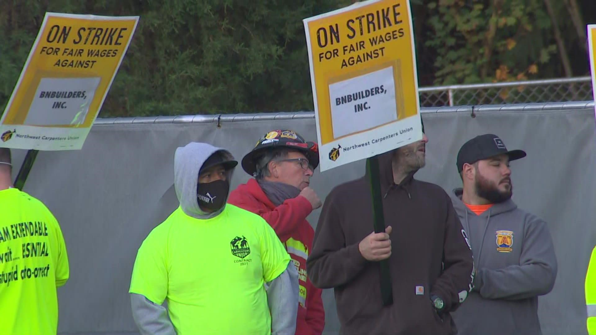 The NW Carpenter's Union rejected a fourth offer to increase wages and now construction workers are on strike.
