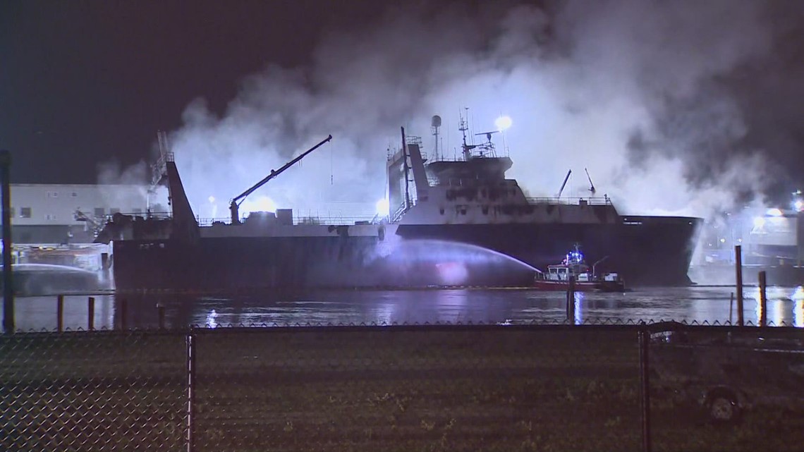 Tacoma ship fire on Kodiak Enterprise put out | wgrz.com