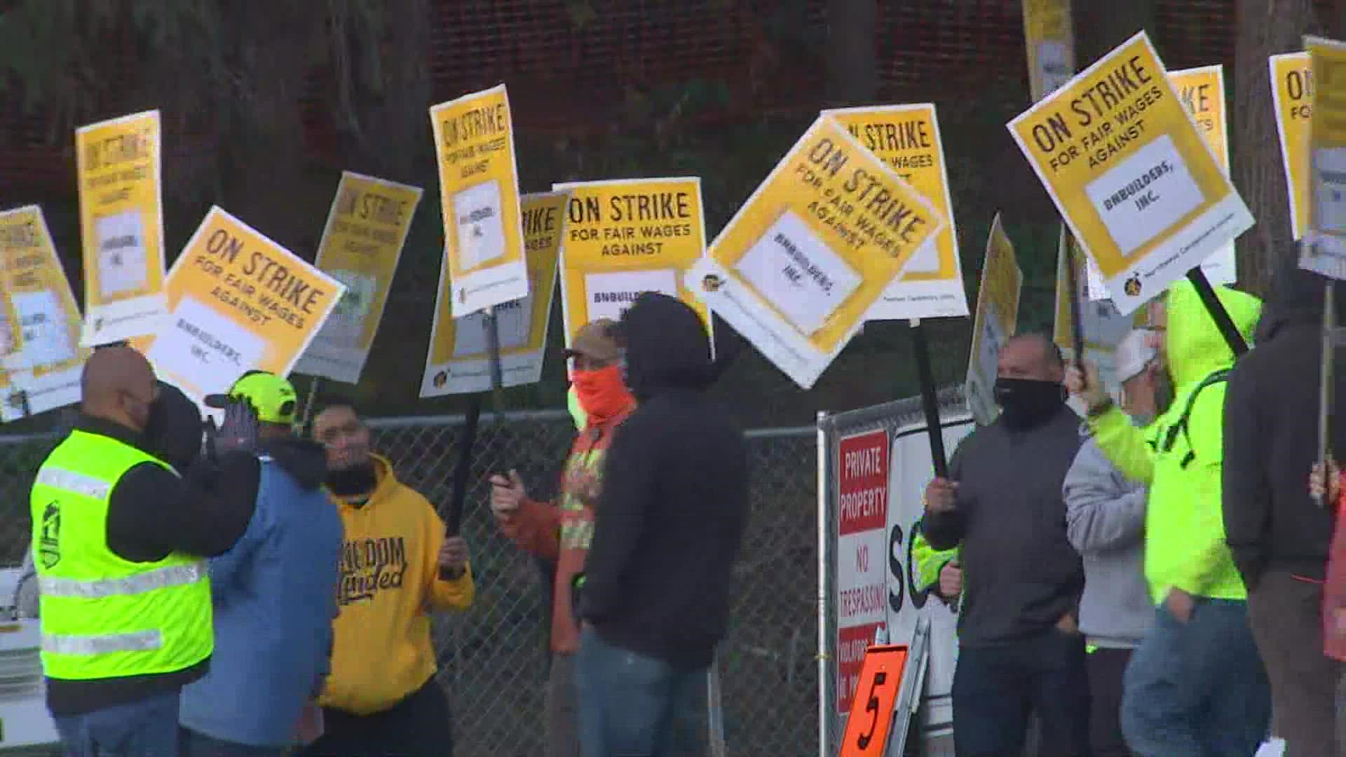 The Northwest Carpenter's Union rejected a fourth offer to increase wages and now construction workers are on strike.