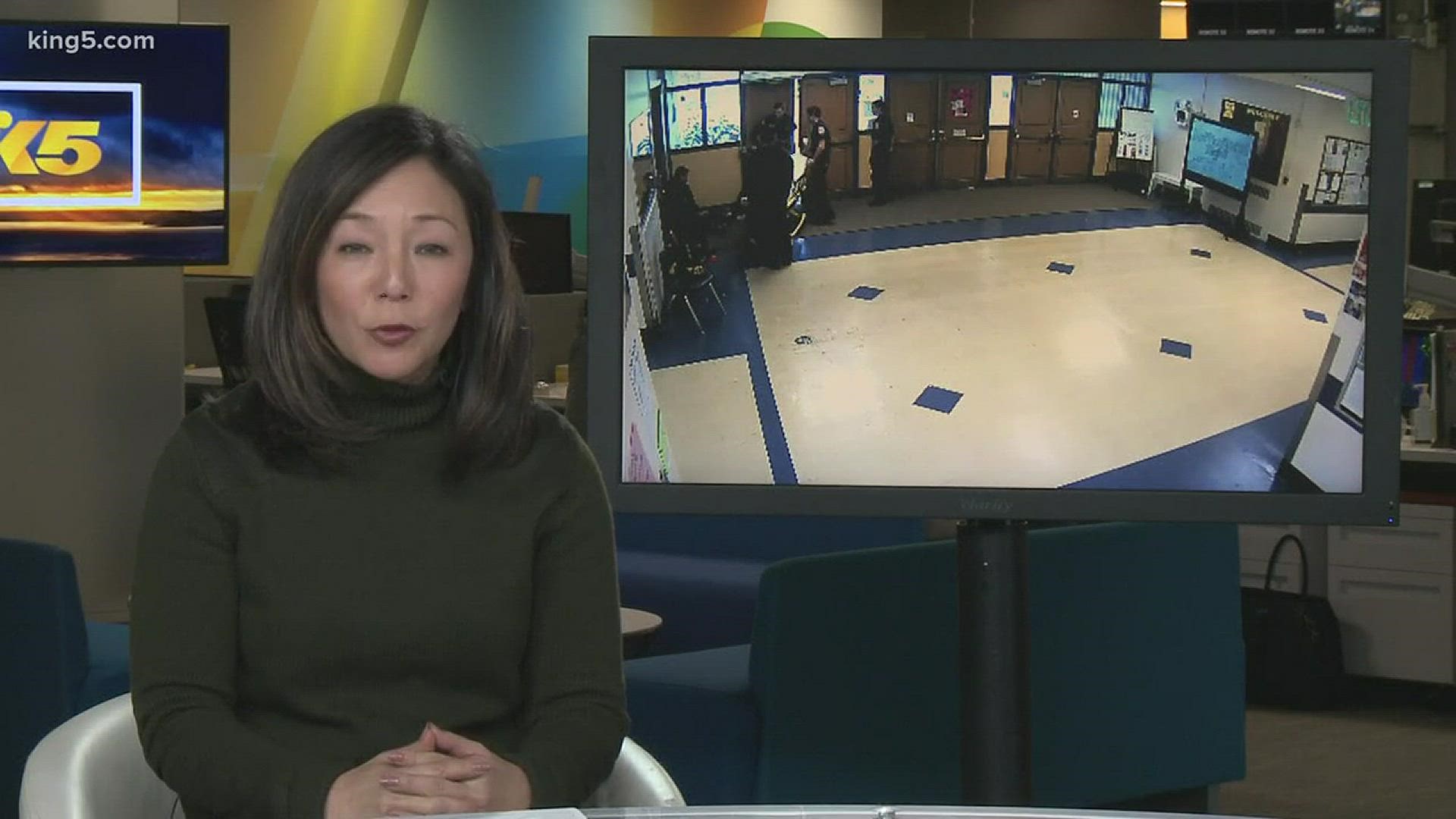 KING 5's Elisa Hahn reports.  We have blurred the guard's face because there has been no official determination he violated policy. The boy's mother gave permission to show her son.