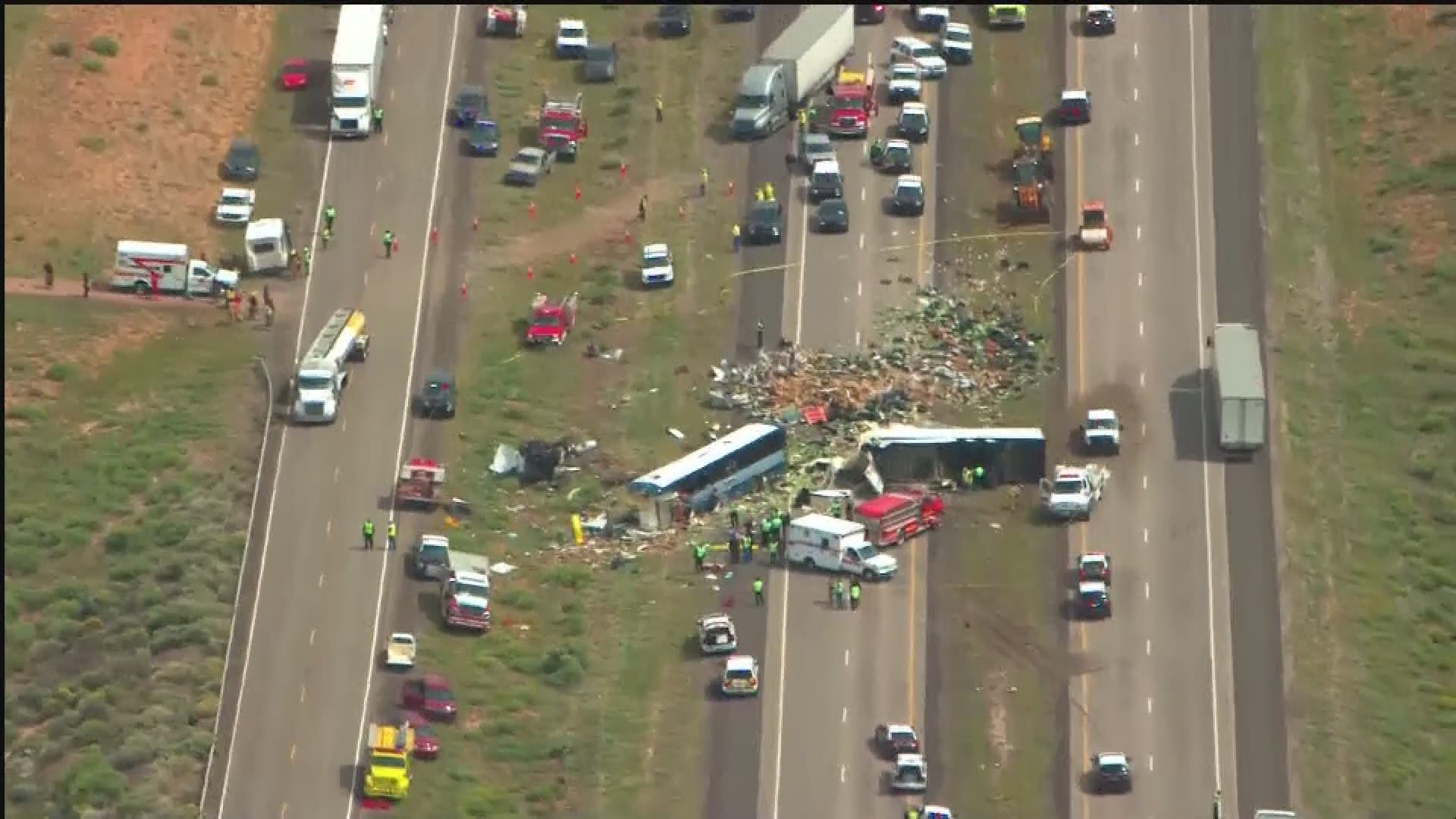 Six people have died in a Greyhound bus crash. It is unclear what caused the crash. Video from KOB in Albuquerque.