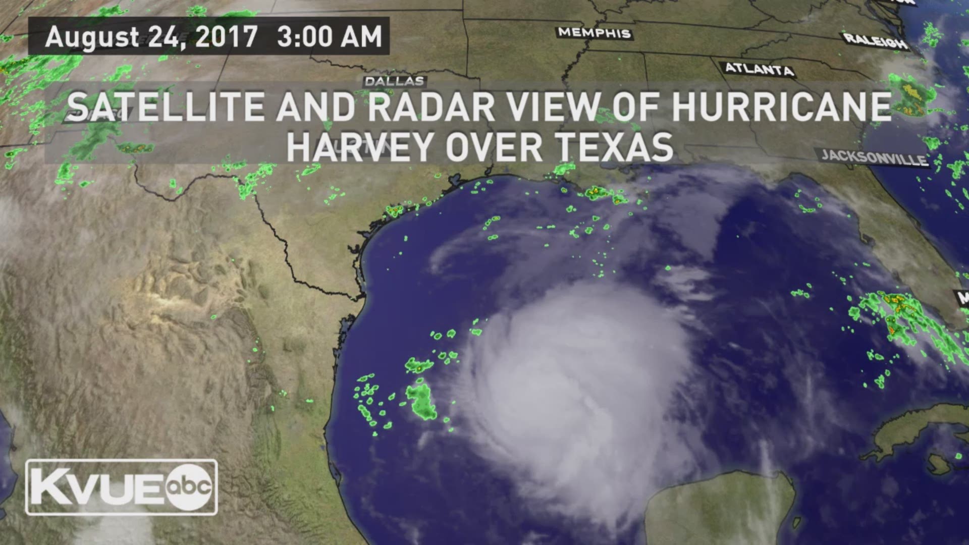Timelapse of radar, satellite, rainfall totals as Hurricane Harvey hit