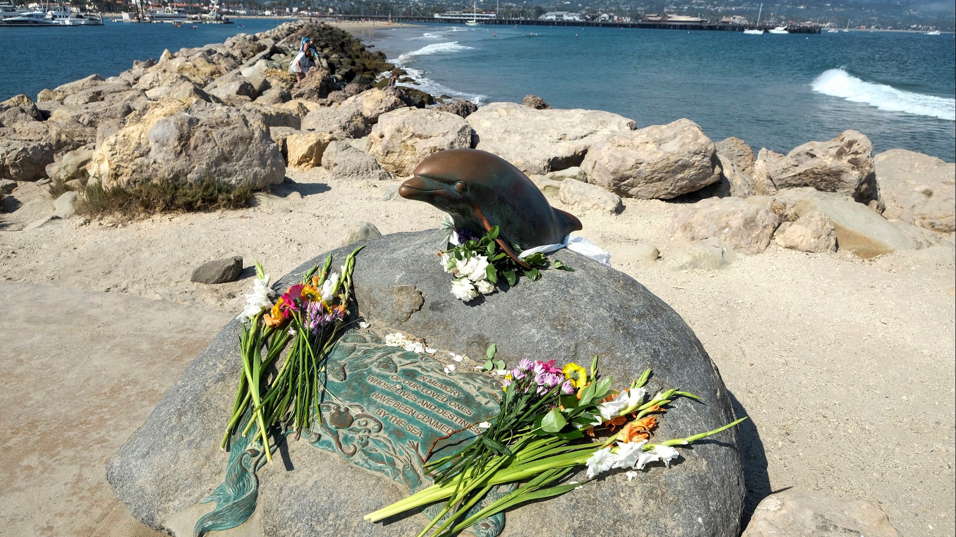 When the makeshift memorial first started to grow, the 34 victims of the Conception boat fire were still considered missing. Since then, the Coast Guard said they have shifted their efforts from a search and rescue to a search and recovery. All throughout the day Tuesday people stopped by to leave flowers.