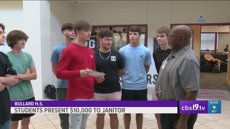 Texas students present over $10,000 check to beloved custodian, father of 5 who recently lost his wife