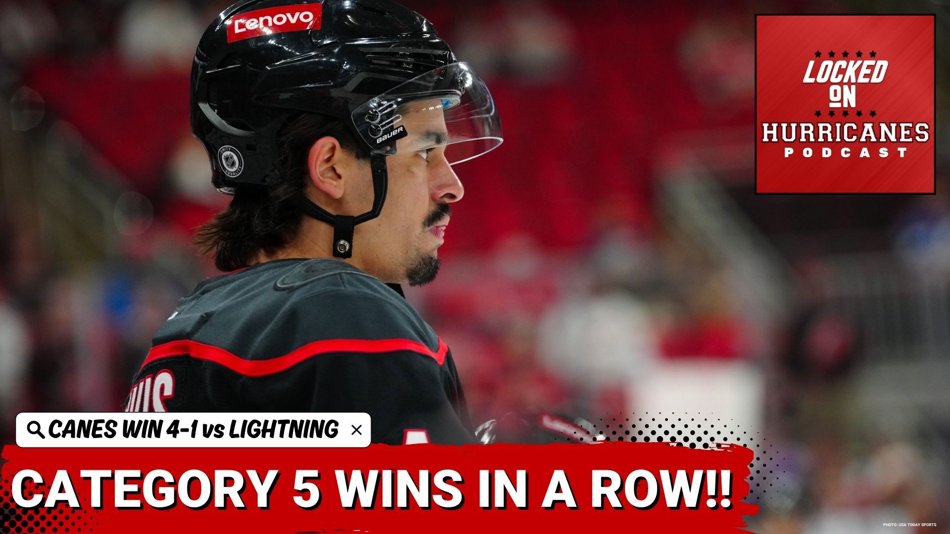 The Carolina Hurricanes defeated the Tampa Bay Lightning 4-1 for their fifth straight win. Their 39th win of the season makes them 26-7-1 at home at Lenovo Center.