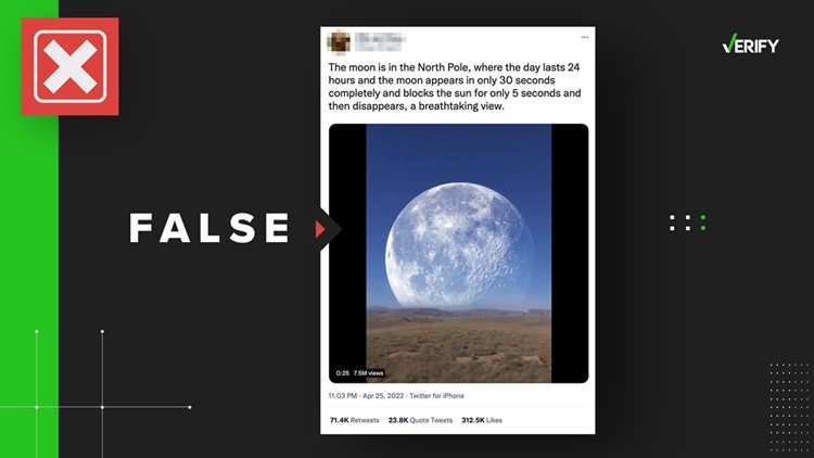 No, viral video with large moon at North Pole isn't real