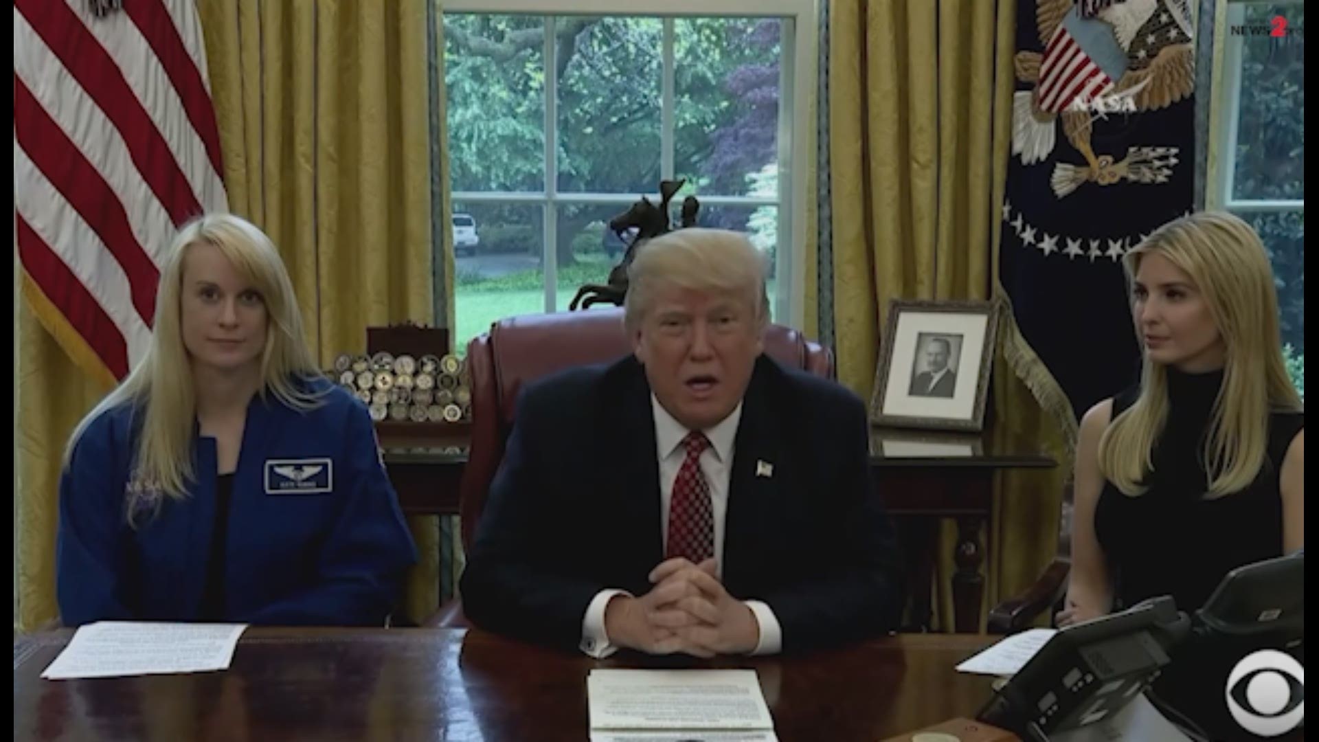 NASA astronaut Peggy Whitson set a space record early Monday and President Trump called to congratulate her.  Astronaut Kate Rubins and daughter Ivanka Trump were there for the call.