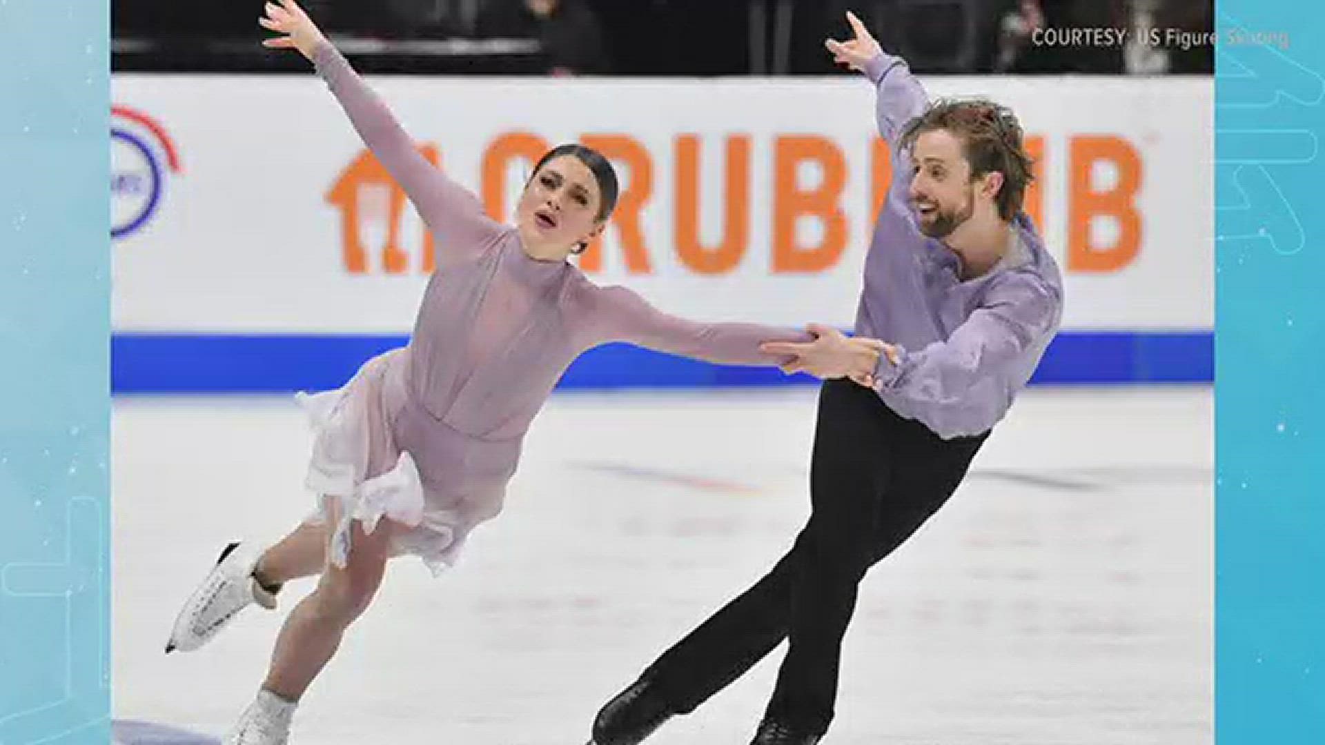 The ice dancer will travel from Montreal to Beijing with her skating partner and 22 other Olympic athletes on Tuesday.