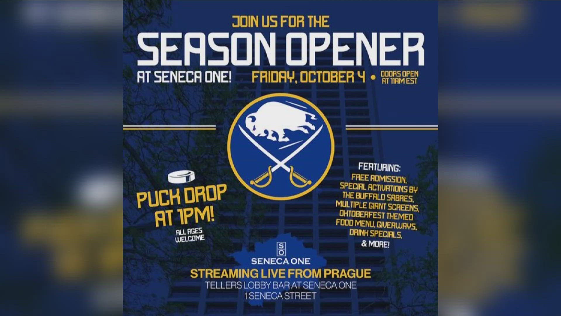 Sabres home opener watch party at Seneca One