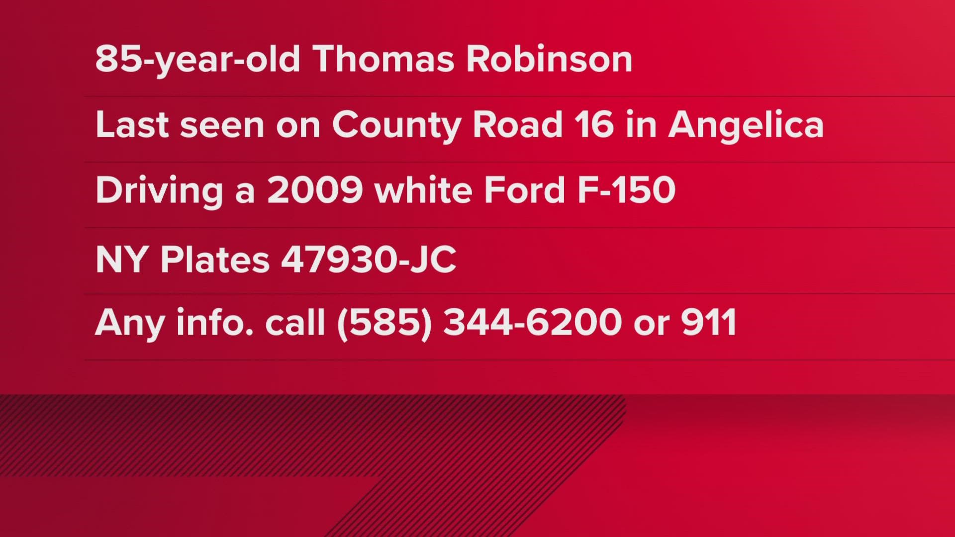Thomas Robinson, 85, is a missing vulnerable adult with dementia who might also be in need of medical attention, according to New York State Police.