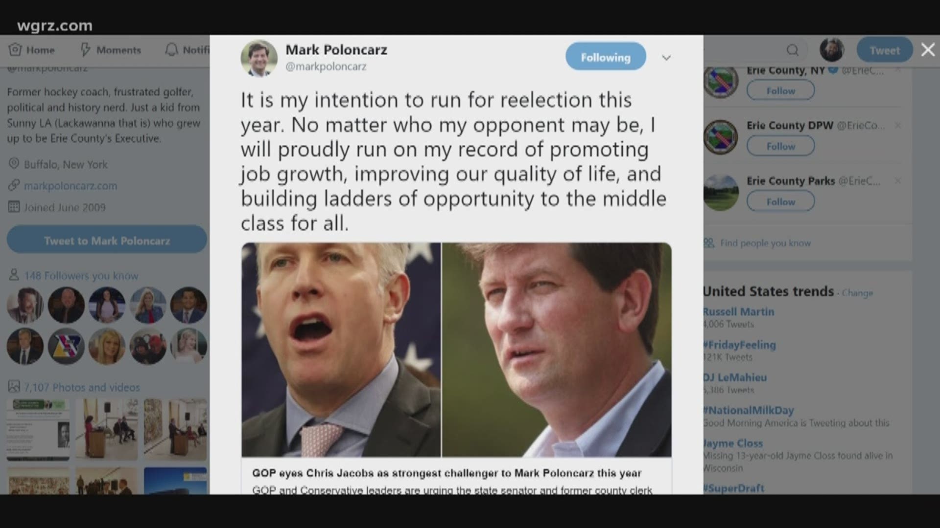 Poloncarz tweets he will run for re-election