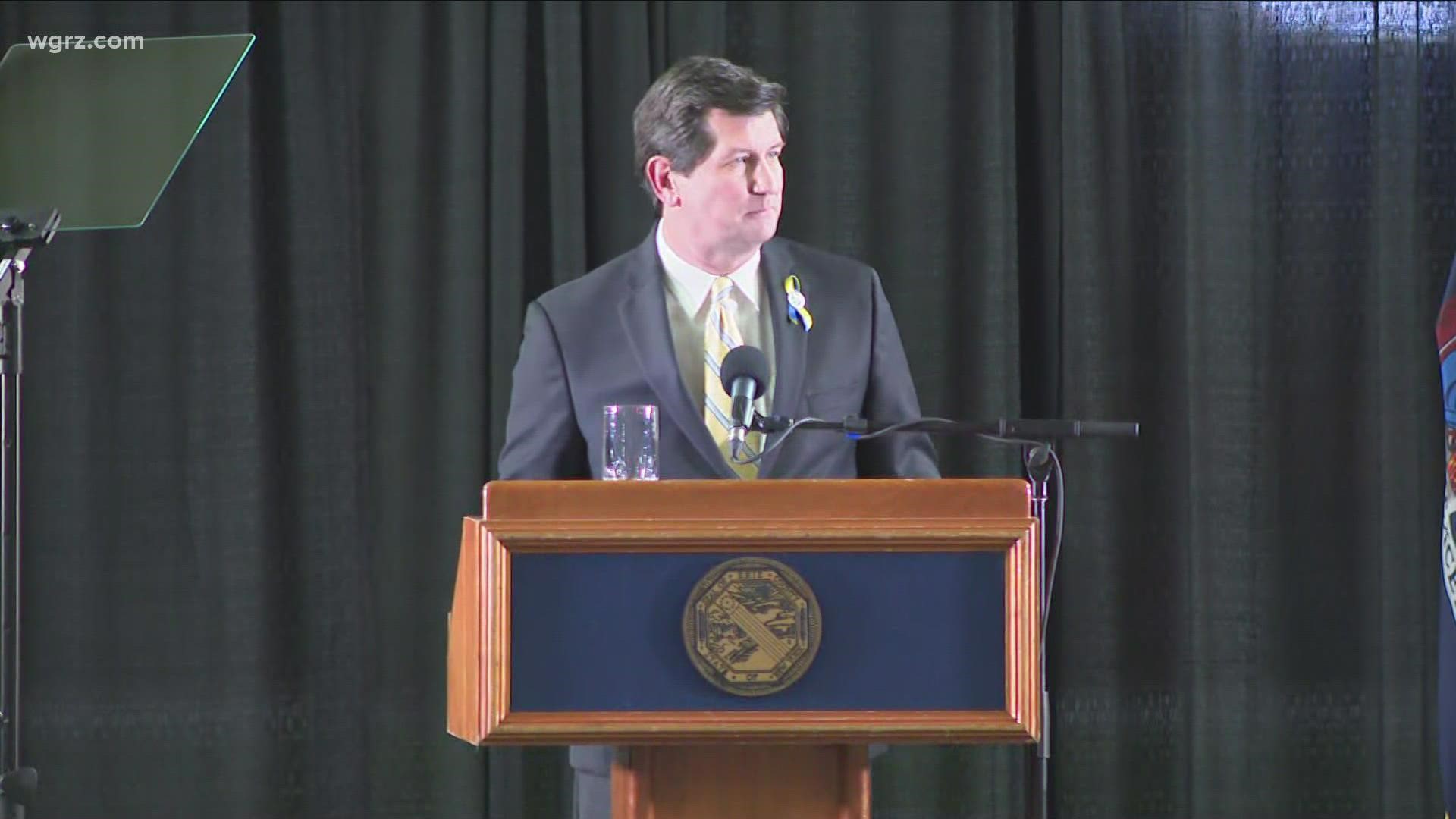 Mark Poloncarz hosted a "State of the County Address" today as lawmakers in Albany finalize the details on the states budget.