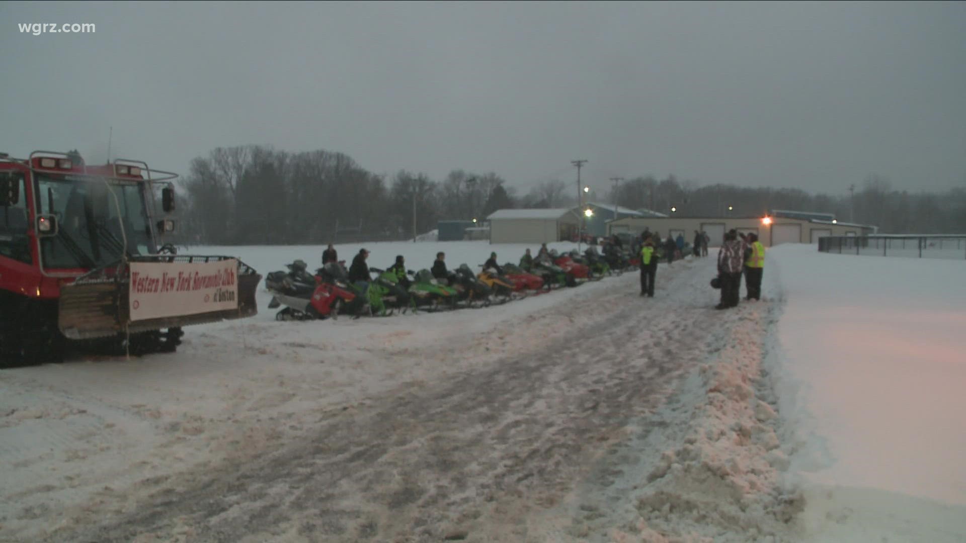 Students at Springville-Griffith high school rode their snowmobiles to school today for the second annual Springville-Griffith ride in.