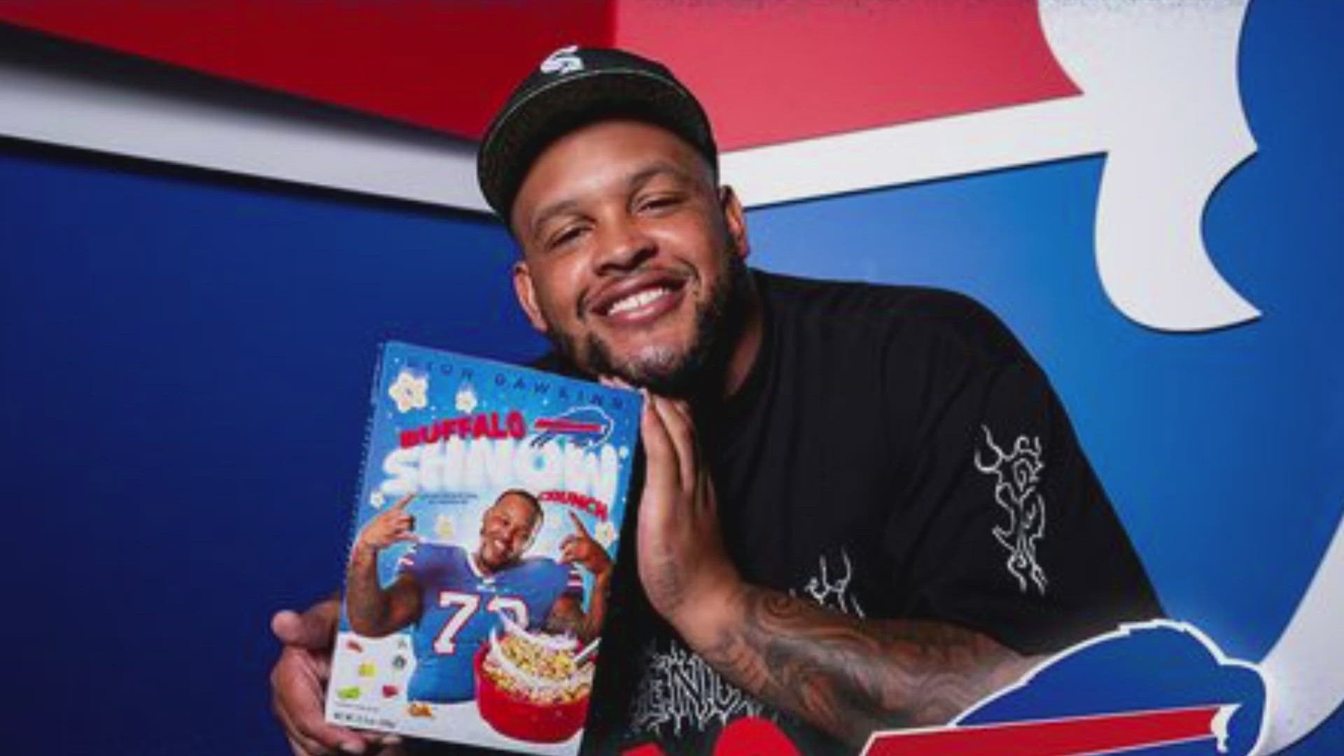 The product features Dion Dawkins on the box and will benefit Dion's Dreamers, the foundation he created four years ago.