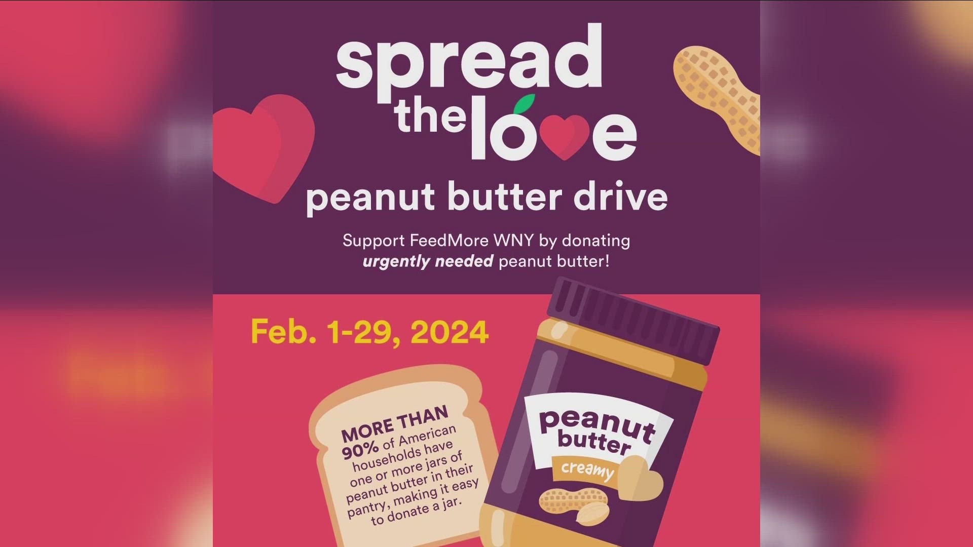 The peanut butter drive is accepting unopened jars from Feb. 1 - Feb. 29.