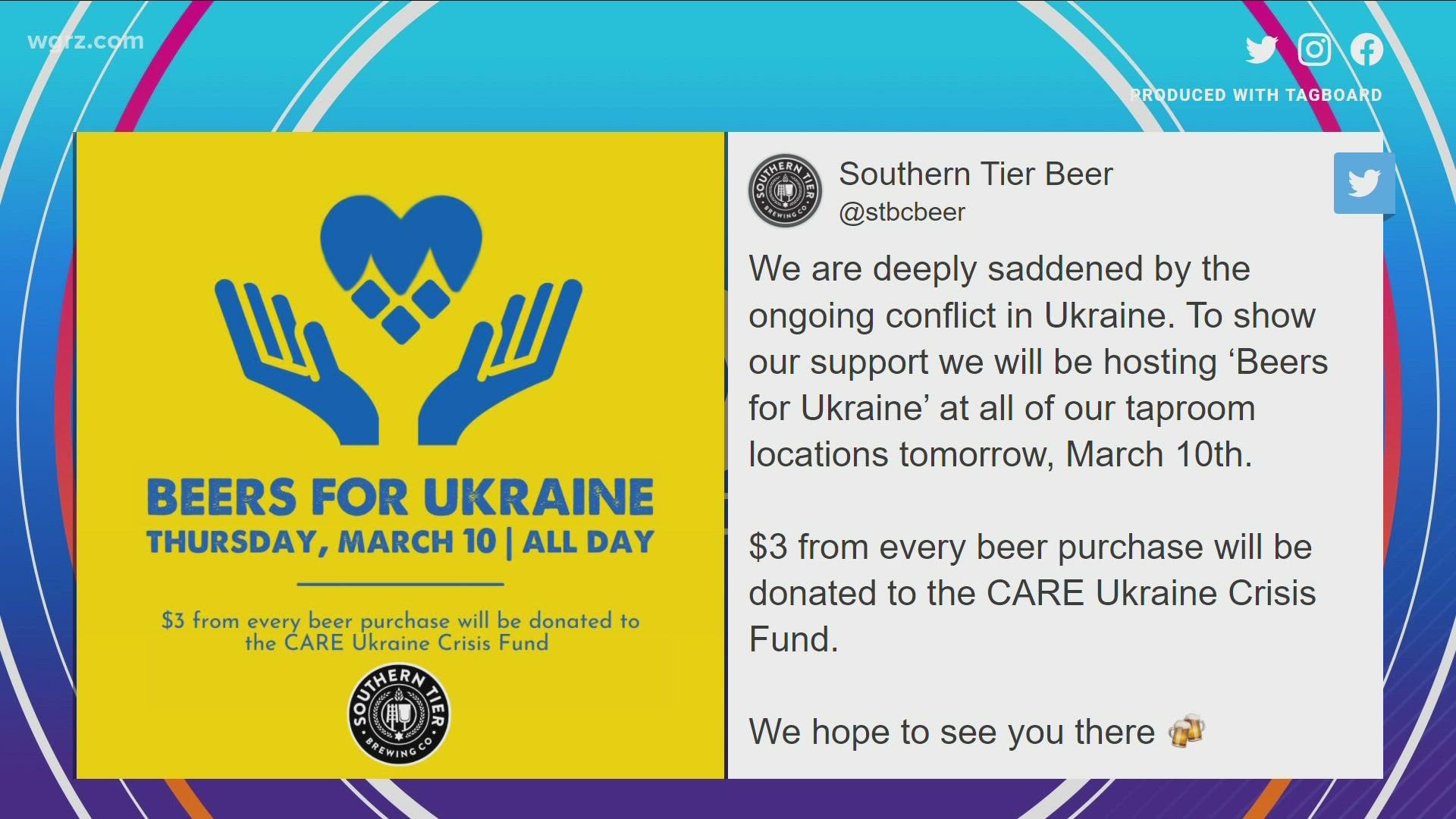 Three dollars from every beer purchase will be donated to the CARE Ukraine Crisis Fund