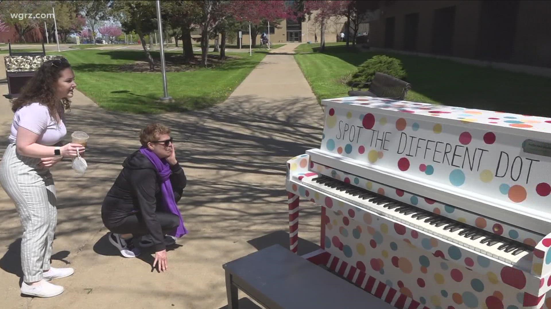 Three hand-painted pianos by SUNY Fredonia students will soon be placed in nearby communities for the public to enjoy.