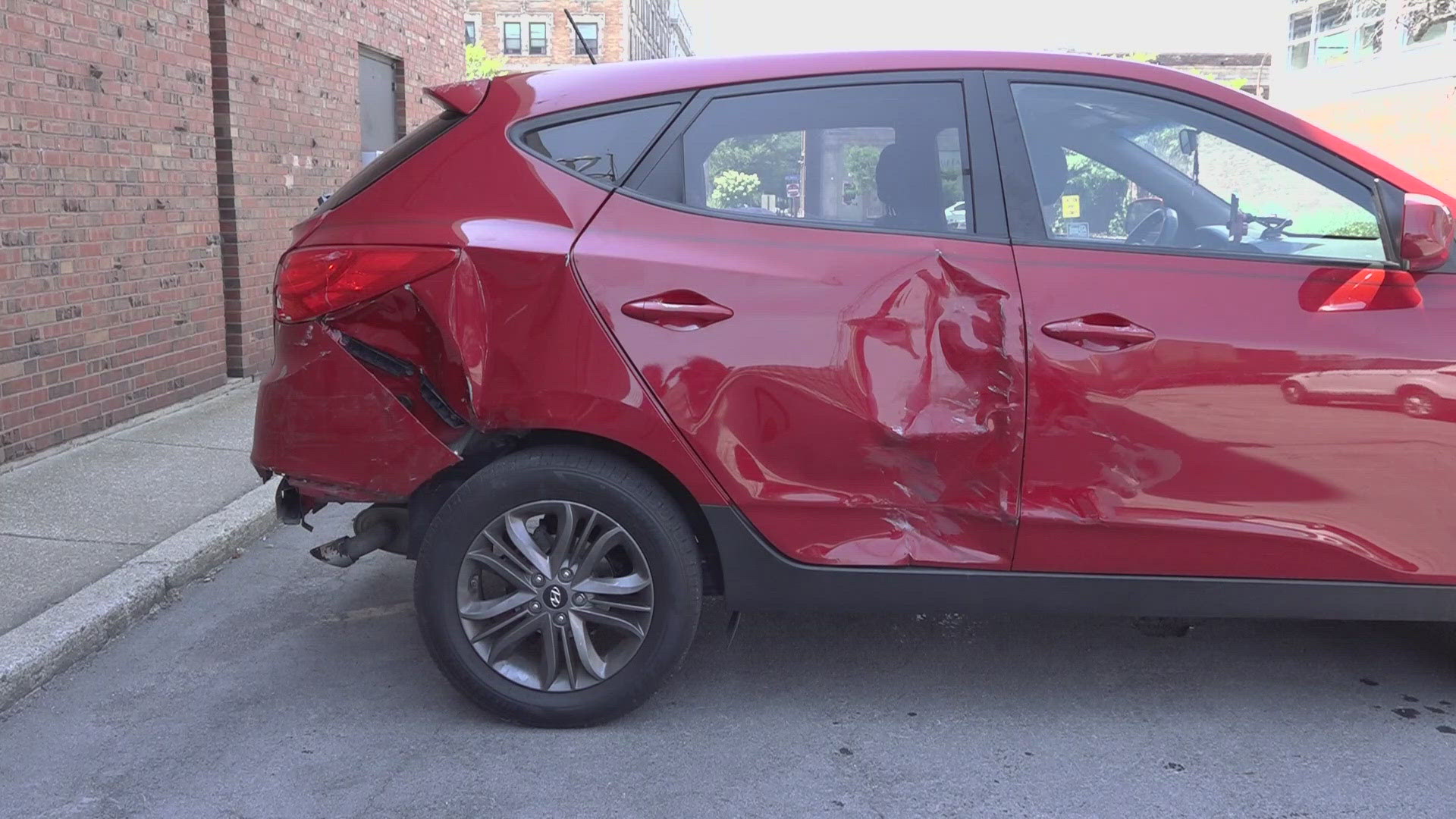 A Buffalo woman says her car was among several damaged after a crash at Martin Luther King Jr. Park on Sunday.