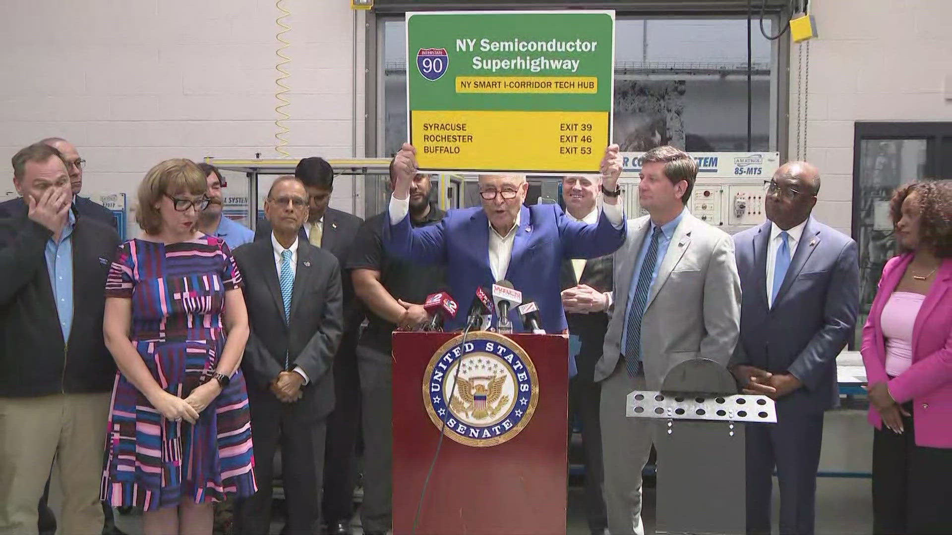 Schumer and other NYS officials talk about superhighway and semiconductor