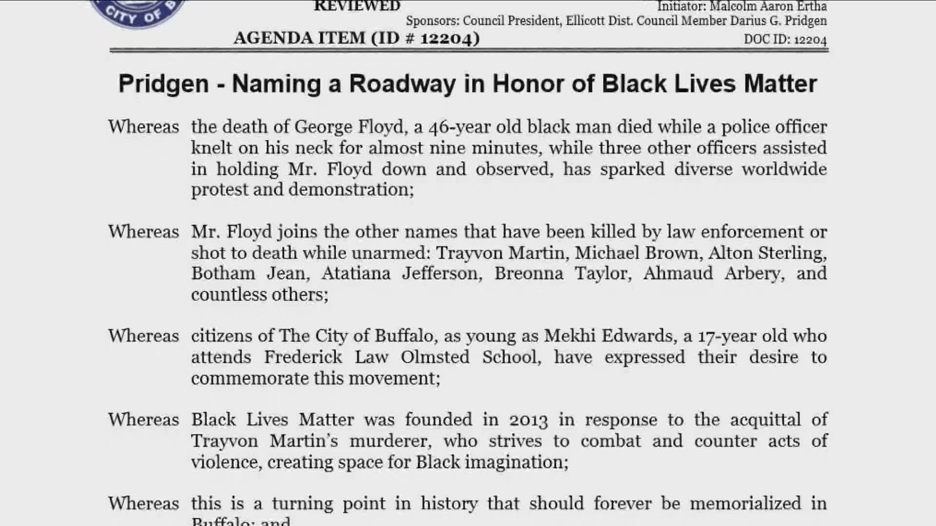 council president darius pridgen introduced the resolution after the idea was brought to him by MEKHI  EDWARDS,