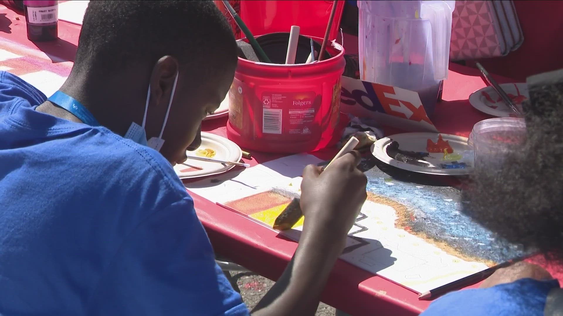 Through painting and sketching, students were able to process some of their pain.