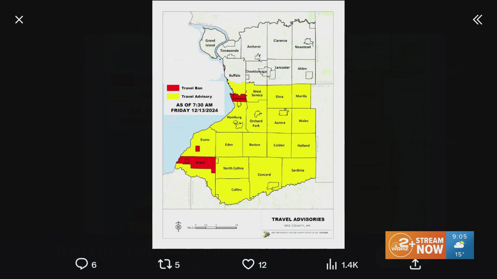 Travel ban and advisories updated map on Daybreak Plus 12/13/24