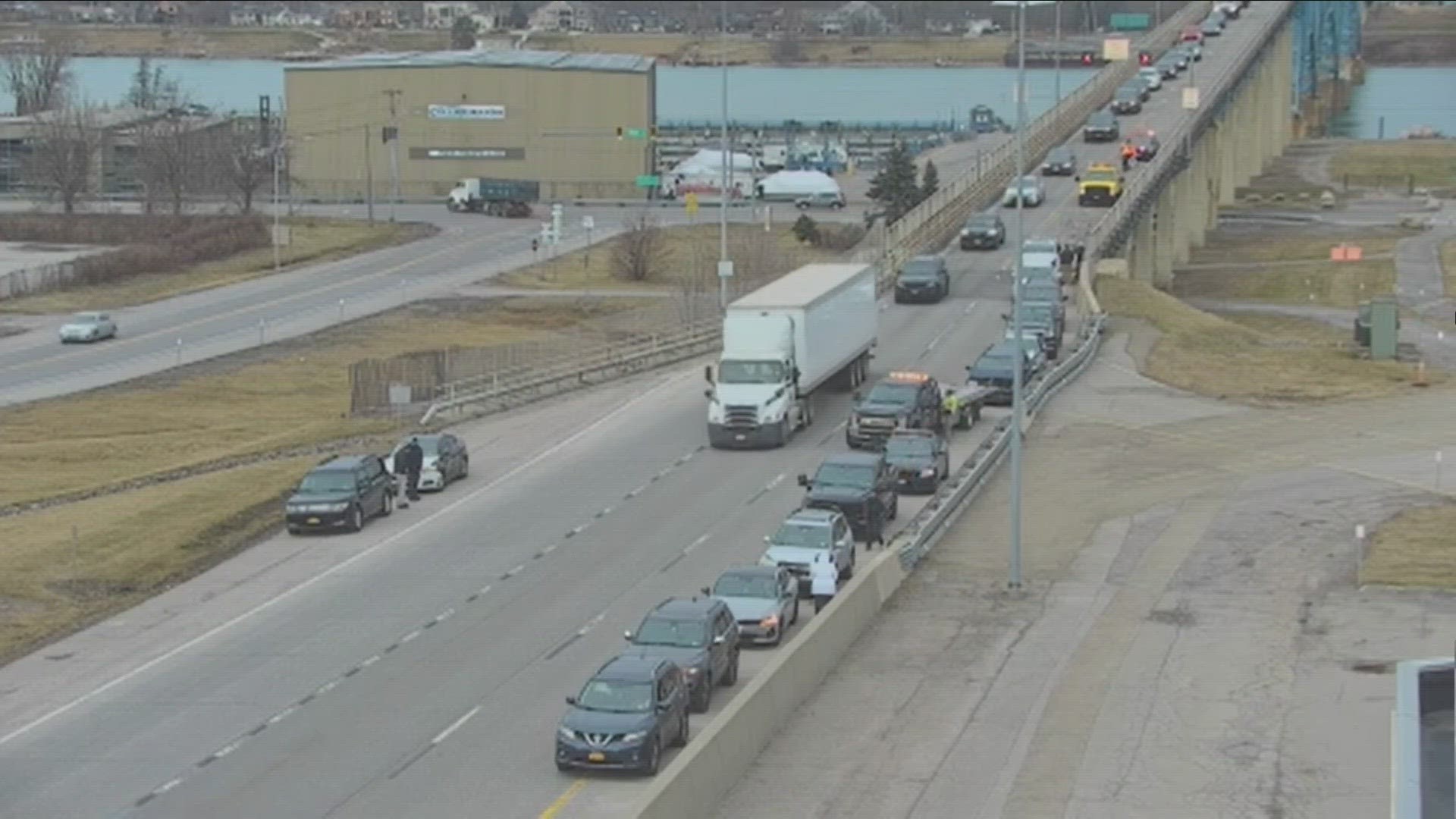 After clearing a crash on the South Grand Island Bridge ... there was another crash involving 12 vehicles at the bottom of the Bridge this was at 8-30 this morning