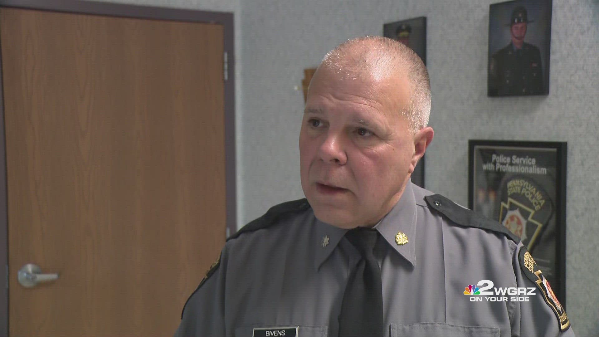 Pennsylvania State Police Lt. Col. George Bivens provided an update on the search for murder suspect Michael Burham, who is still at large.