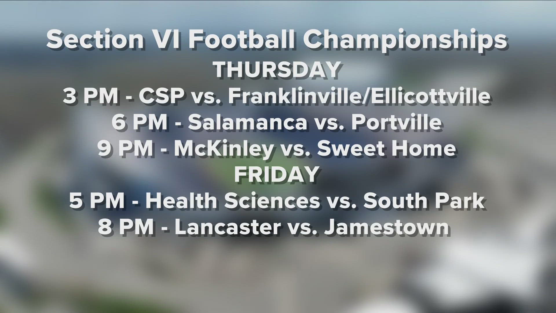 The Section VI football championship schedule is set.