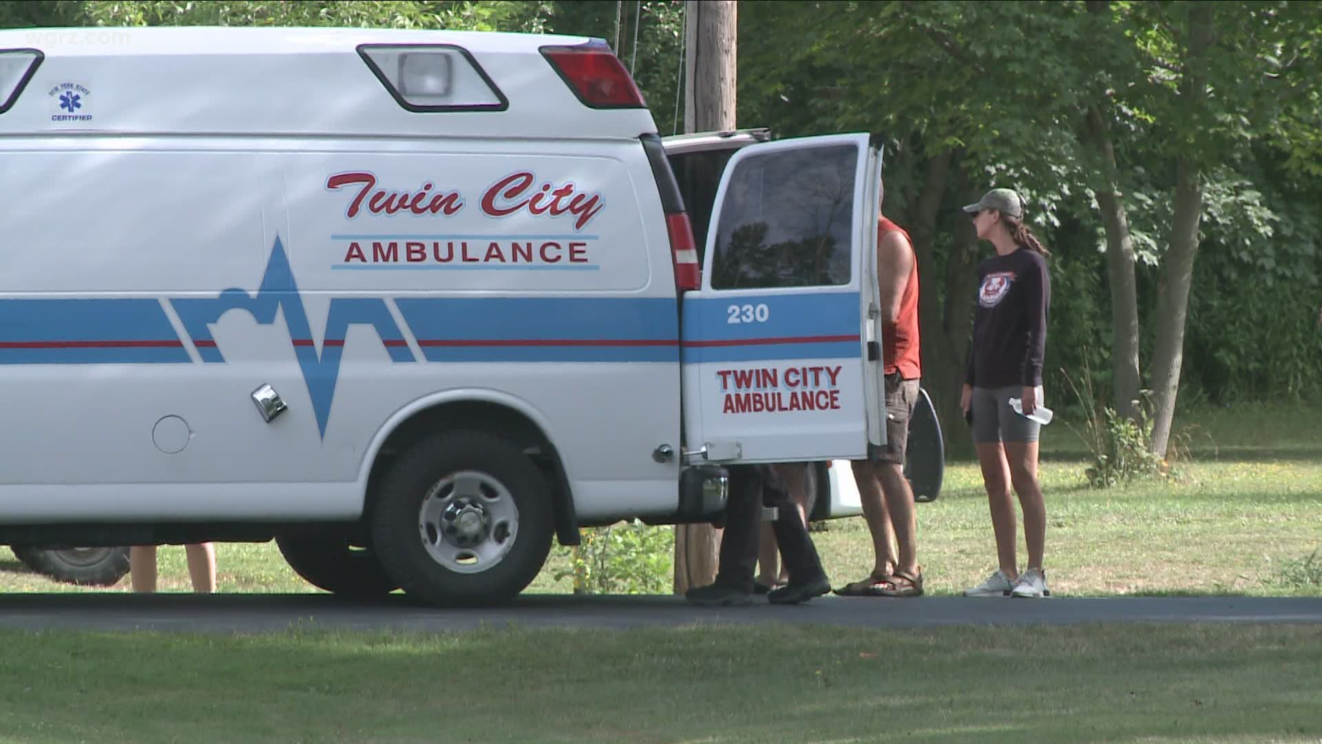 The sheriff's office says three people were on the boat when it hit an object in the Tonawanda Creek in the Town of Pendleton early this morning.