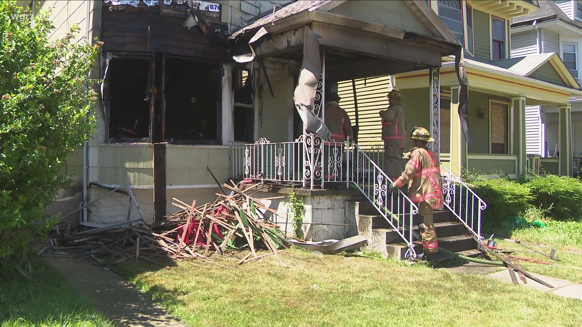 Flames broke out in the two and a half story home during the noon hour Wednesday.